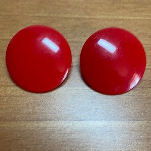 Red clip on earrings